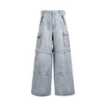 Vetements Men's All Season Cotton Solid Color Loose Straight Patchwork Denim Trousers Ngvp #6962