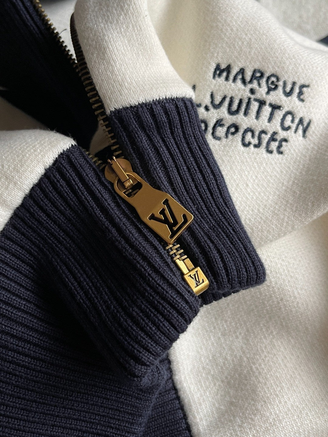 Louis Vuitton Men's Spring and Autumn Colorblocking Standing Lapel Knit Long Sleeve Zipper Jacket #76231