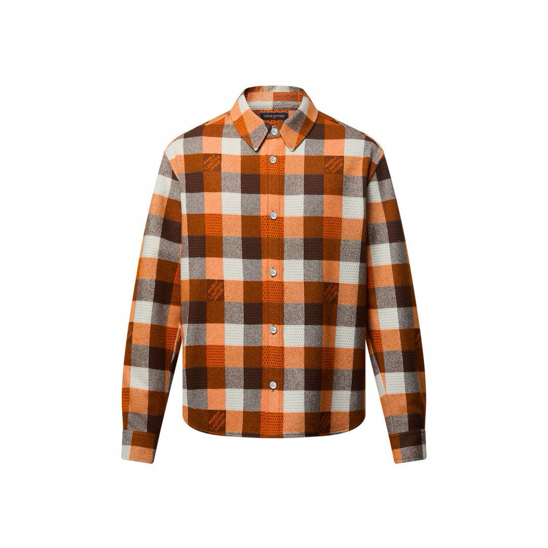Louis Vuitton Men's Spring/fall Fashion Classic Plaid Pattern Collared Single Breasted Long Sleeve Shirt #78475