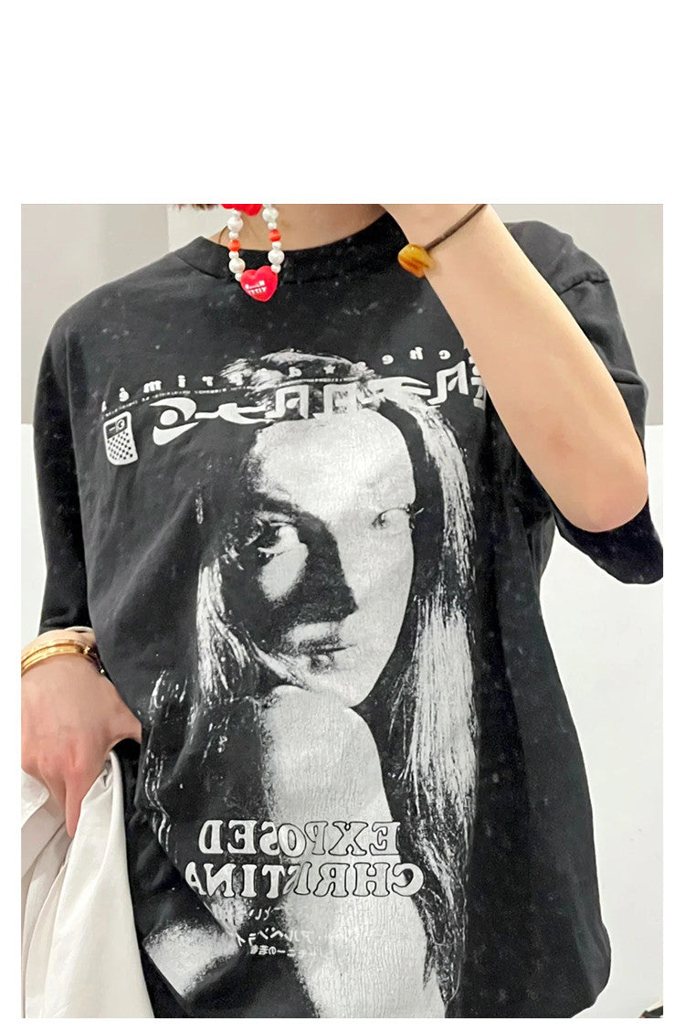 Enfants Riches Deprimes Men's Summer Washed Pattern Letter Print Round Neck Cotton Fitted Short Sleeve T-Shirt Ngvp #8586