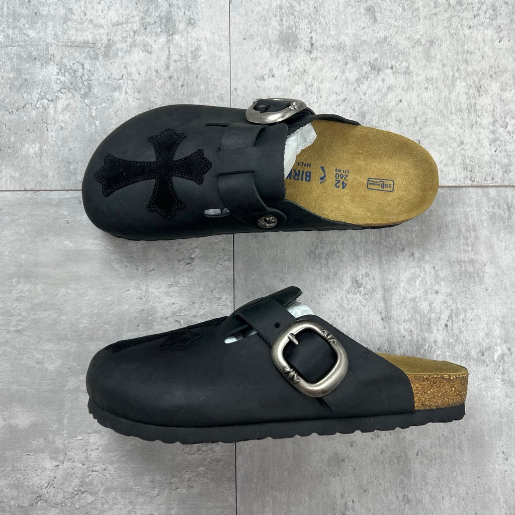 Chrome Hearts x Birkenstock Men's And Women's Spring Summer Round Toe Buckle Slippers Vacation Fashion Trend Cross Logo Sandals Shoes #77682