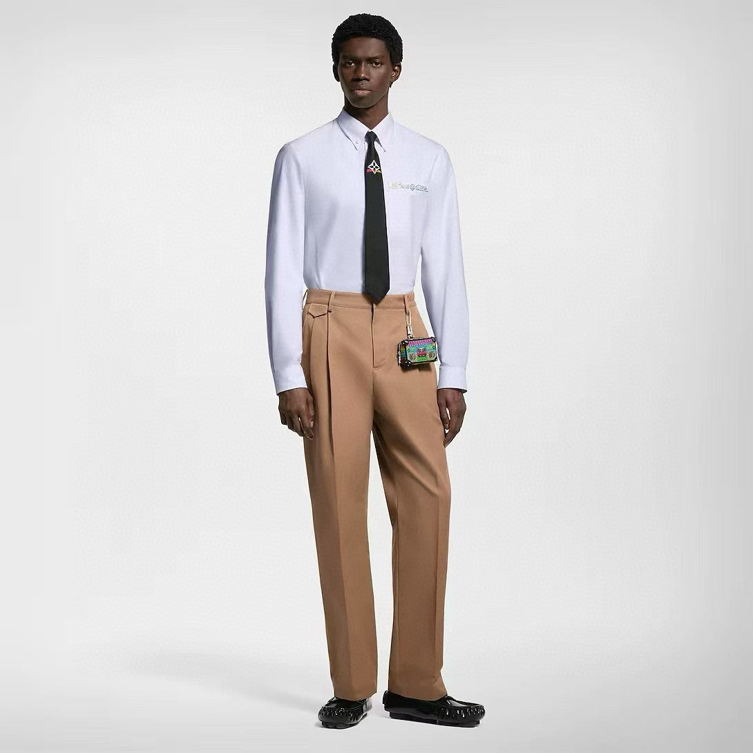 Louis Vuitton Men's Spring and Autumn Solid Color Embroidered Letter Printed Cotton Woven Fabric Casual Pants #76567