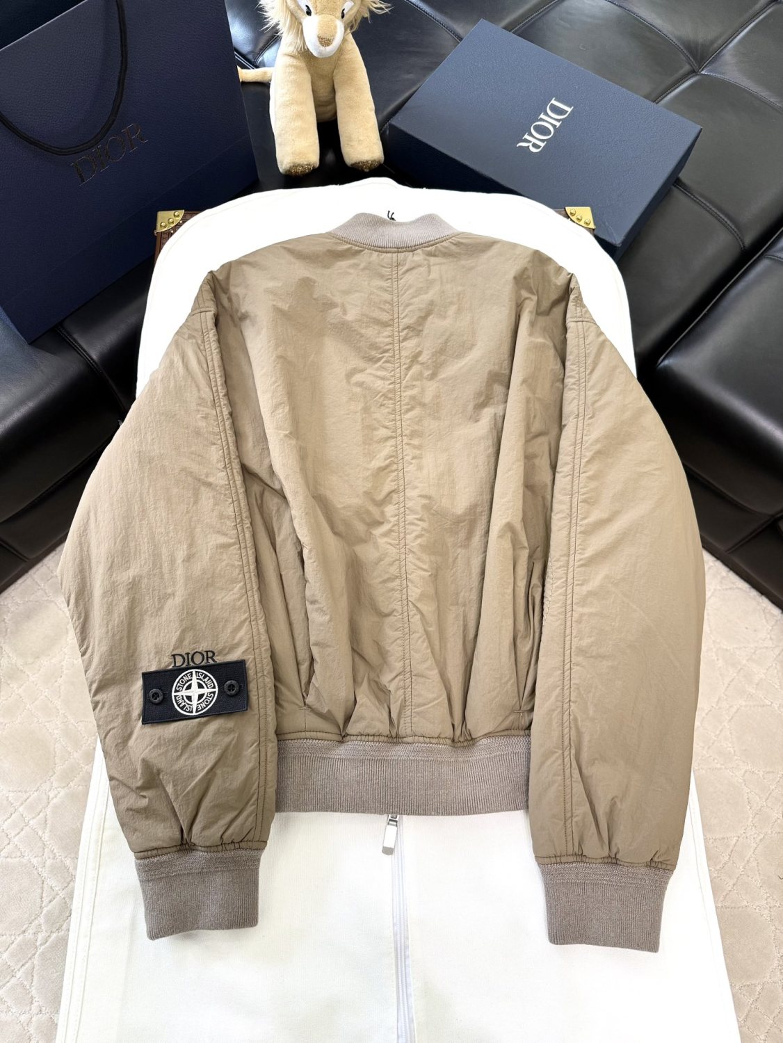 Dior X Stone Island Men's Spring Autumn Solid Color Letter Logo Pilot Zipper Long Sleeve Jacket Bomber Jacket #74685