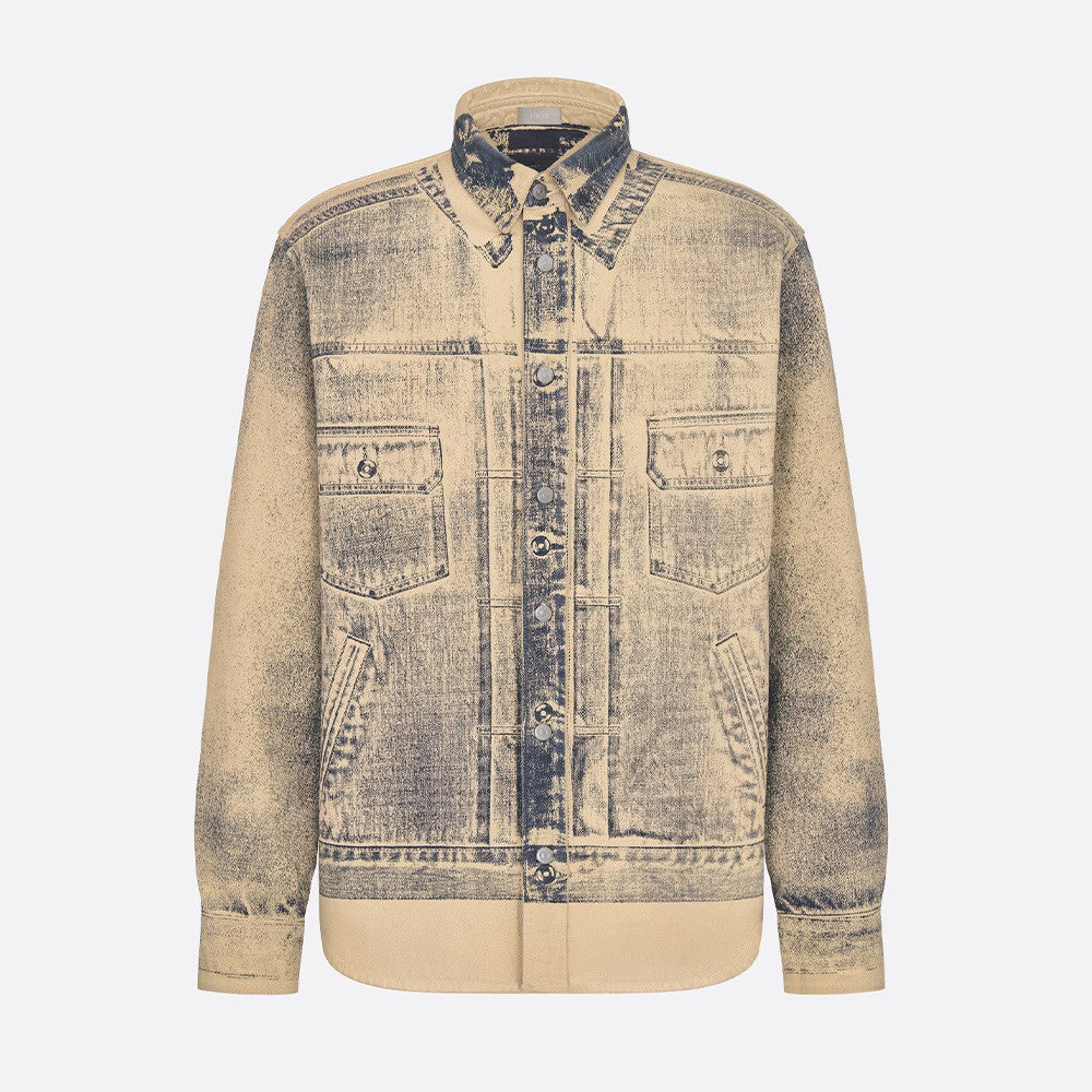 Dior Men's Spring And Autumn Worn Lapel Button Cotton Long Sleeve Fit MKII-EFFECT Mkii-Effect Overshirt Printed Multi Pocket Pants Ngvp #7541