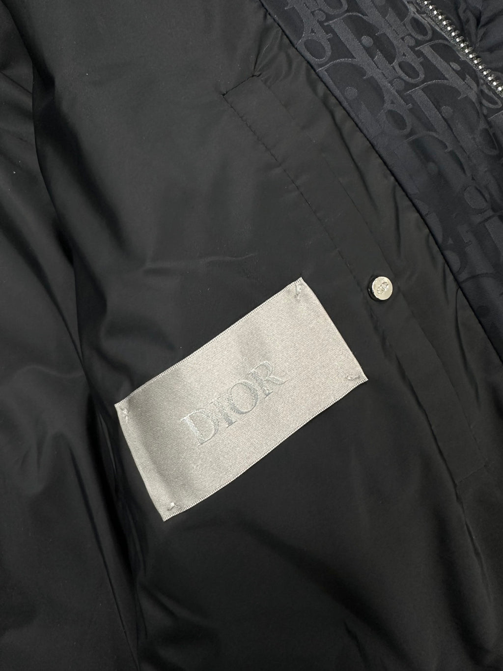 Dior Top-quality Version Men's Winter Solid Color Logo Full Print Zipper Collar Down Long Sleeve Puffer Down Jacket #334786