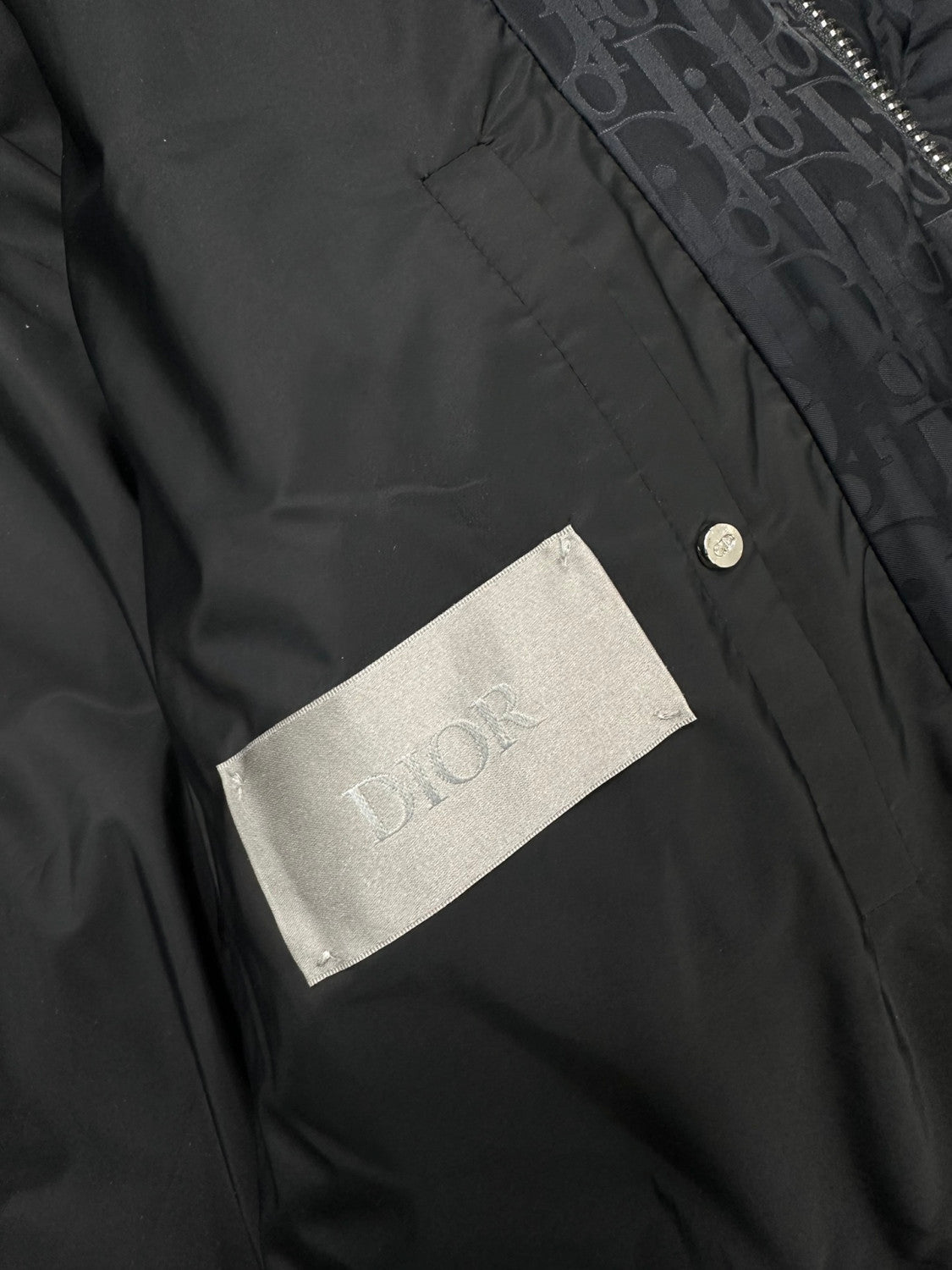 Dior Top-quality Version Men's Winter Solid Color Logo Full Print Zipper Collar Down Long Sleeve Puffer Down Jacket #334786