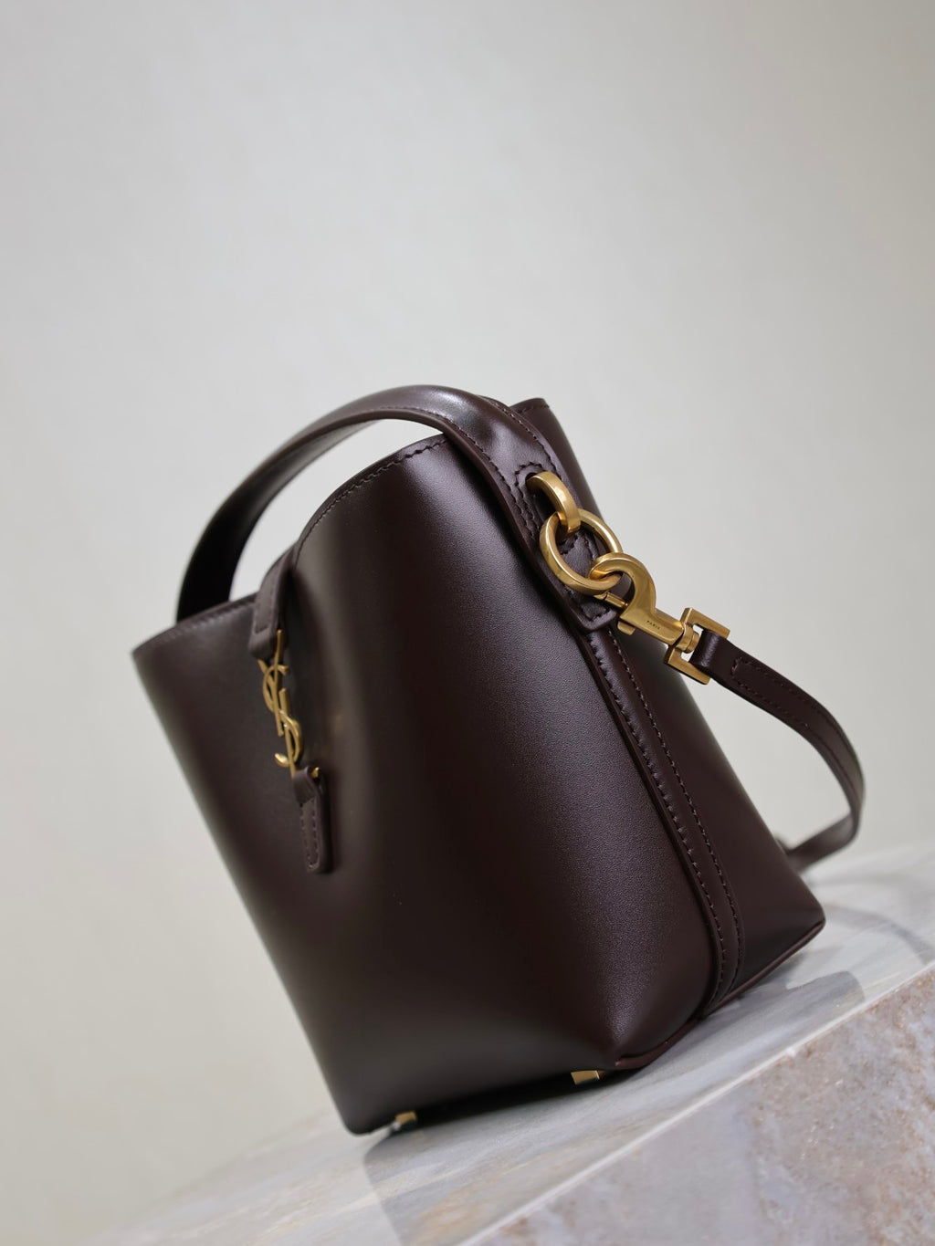 Saint Laurent Women's LE 37 Logo Hook Buckle mini Small Glossy Solid Color Bucket Bag Suede Leather Handbags Casual Bags 7490362R20W9207 #81334