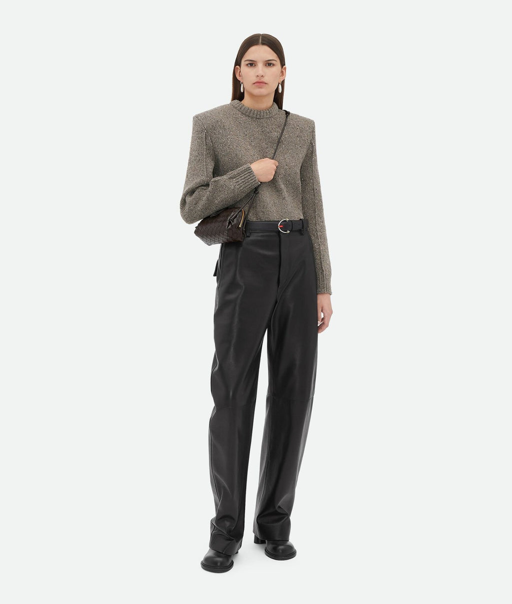 Bottega Veneta Women's Concert Intrecciato Weave Adjustable Tubular Shoulder Strap Sliding Knotted Sheepskin Clutch #332754