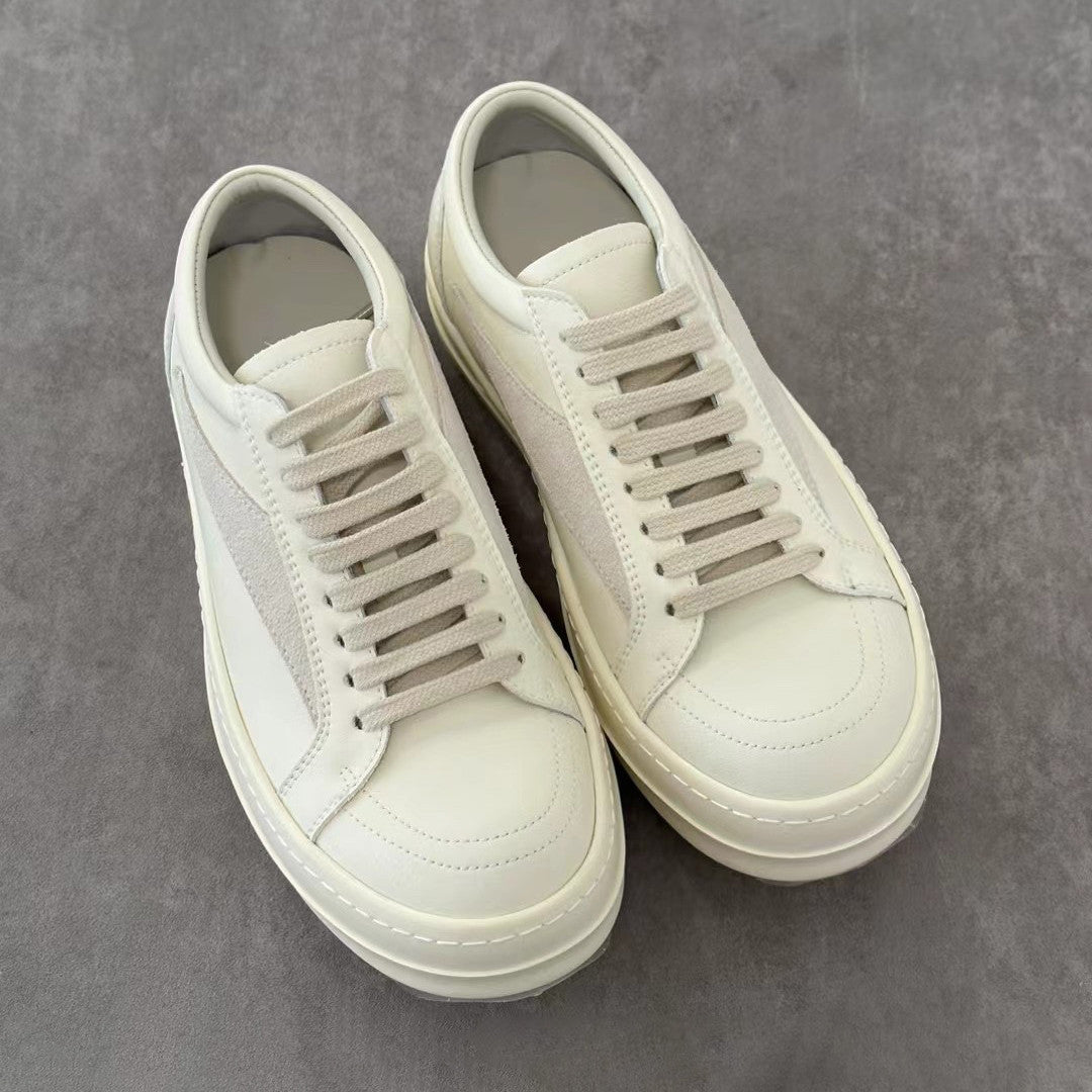 Rick Owens Men's And Women's Spring/Fall Fashion Casual Round Toe Lace Up Color Block Flat Low Top Sneakers Shoes #79449