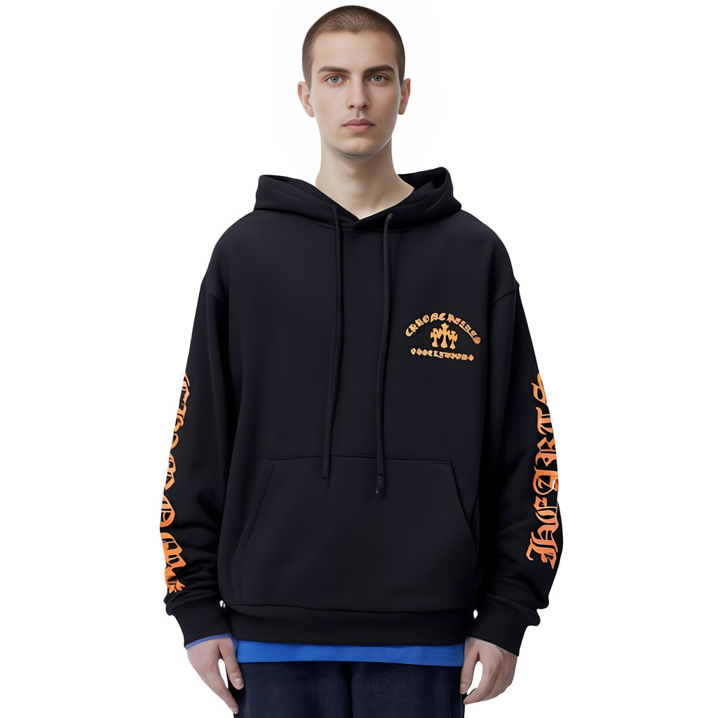 Chrome Hearts Men's Spring & Fall Black Logo Print Zipper Long Sleeve Hooded Sweatshirt Jacket #73124