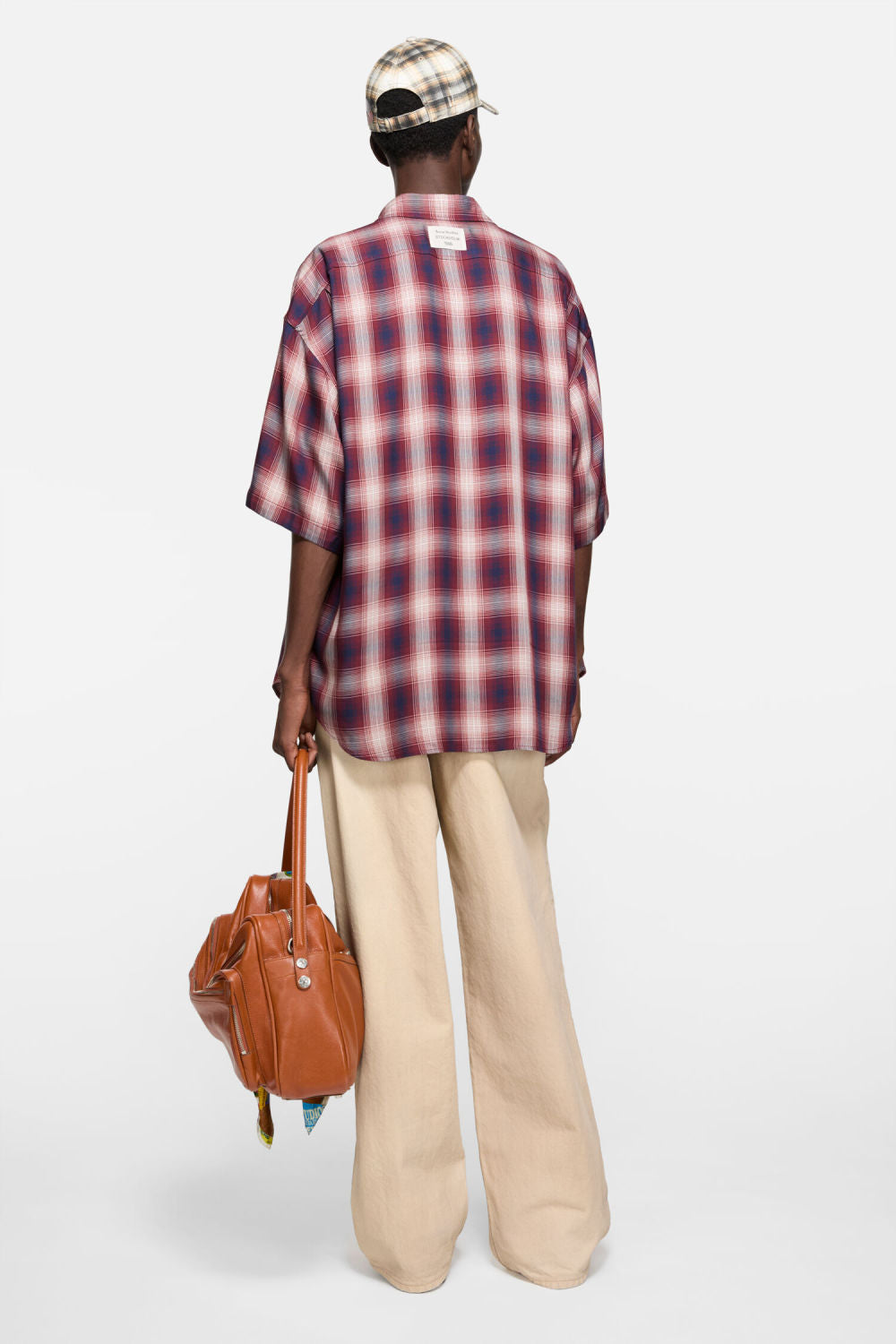 Acne Studios Men's & Women's Summer Checkered Button-Up Color-Blocked Casual Short-Sleeve Oversized Shirt #81592