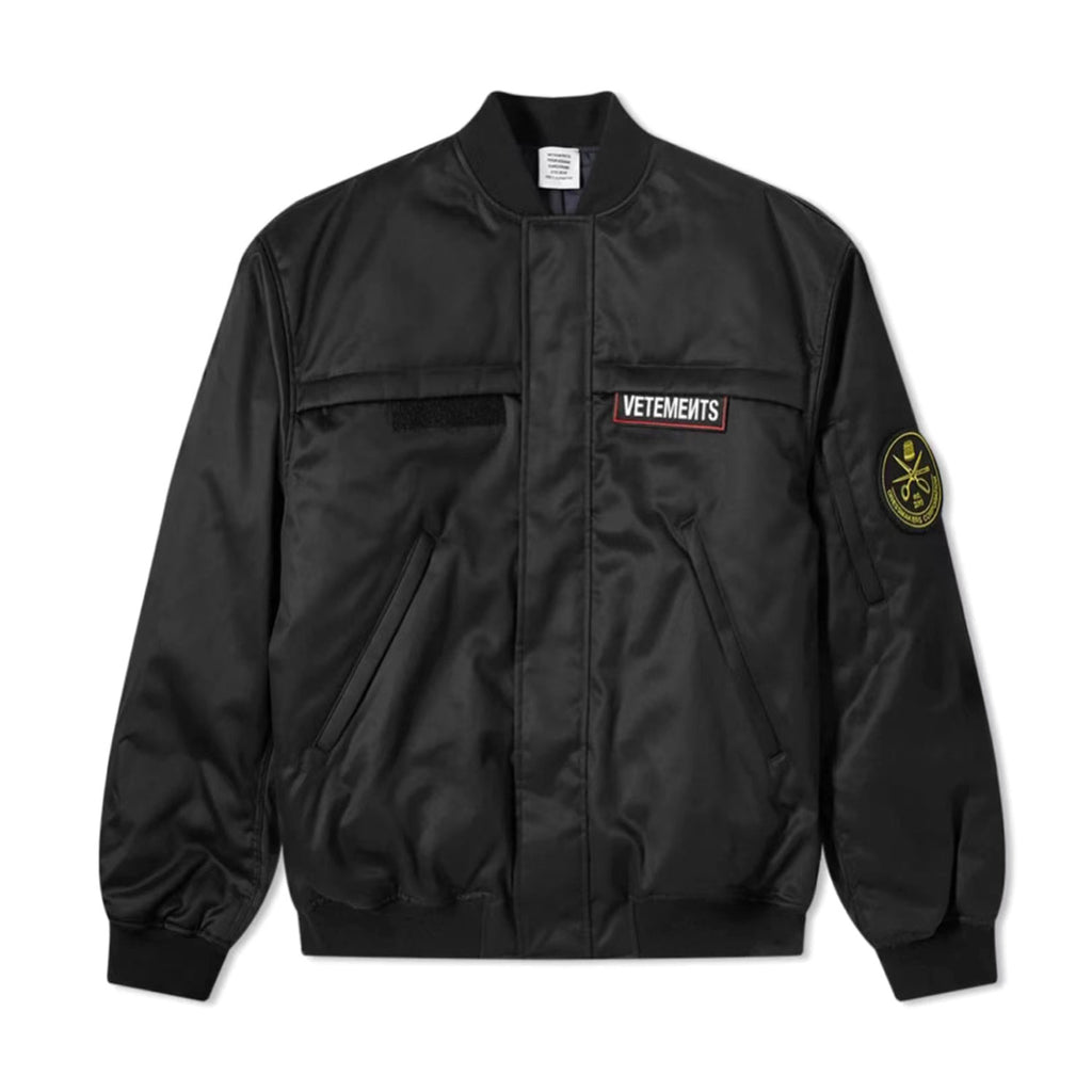 Vetements Men's Autumn and Winter Solid Color Embroidered Letter Label Zipper Long Sleeve Cotton Jacket #74251