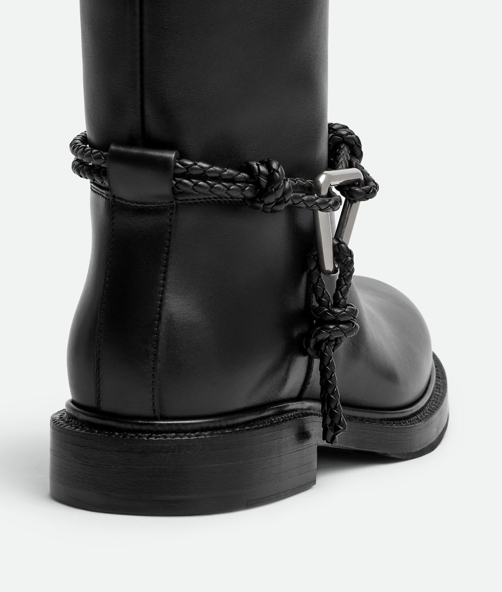 Bottega Veneta Women's James Knee-High Boots Solid-Color Leather Round-Toe Knee-High Boots Chunky Heel Casual Shoes Ngvp #2574