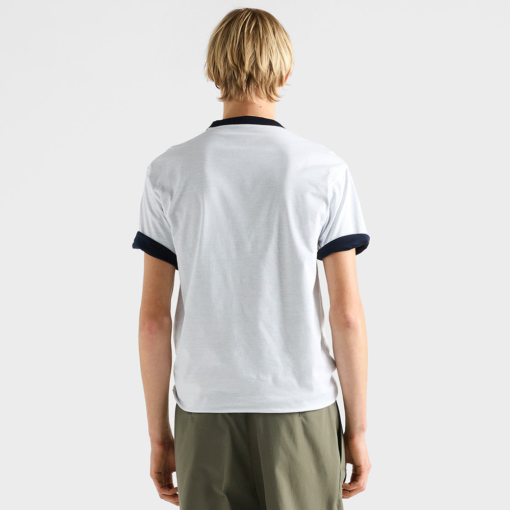 Prada White navy Blue Reversible Cotton T-shirt #336788