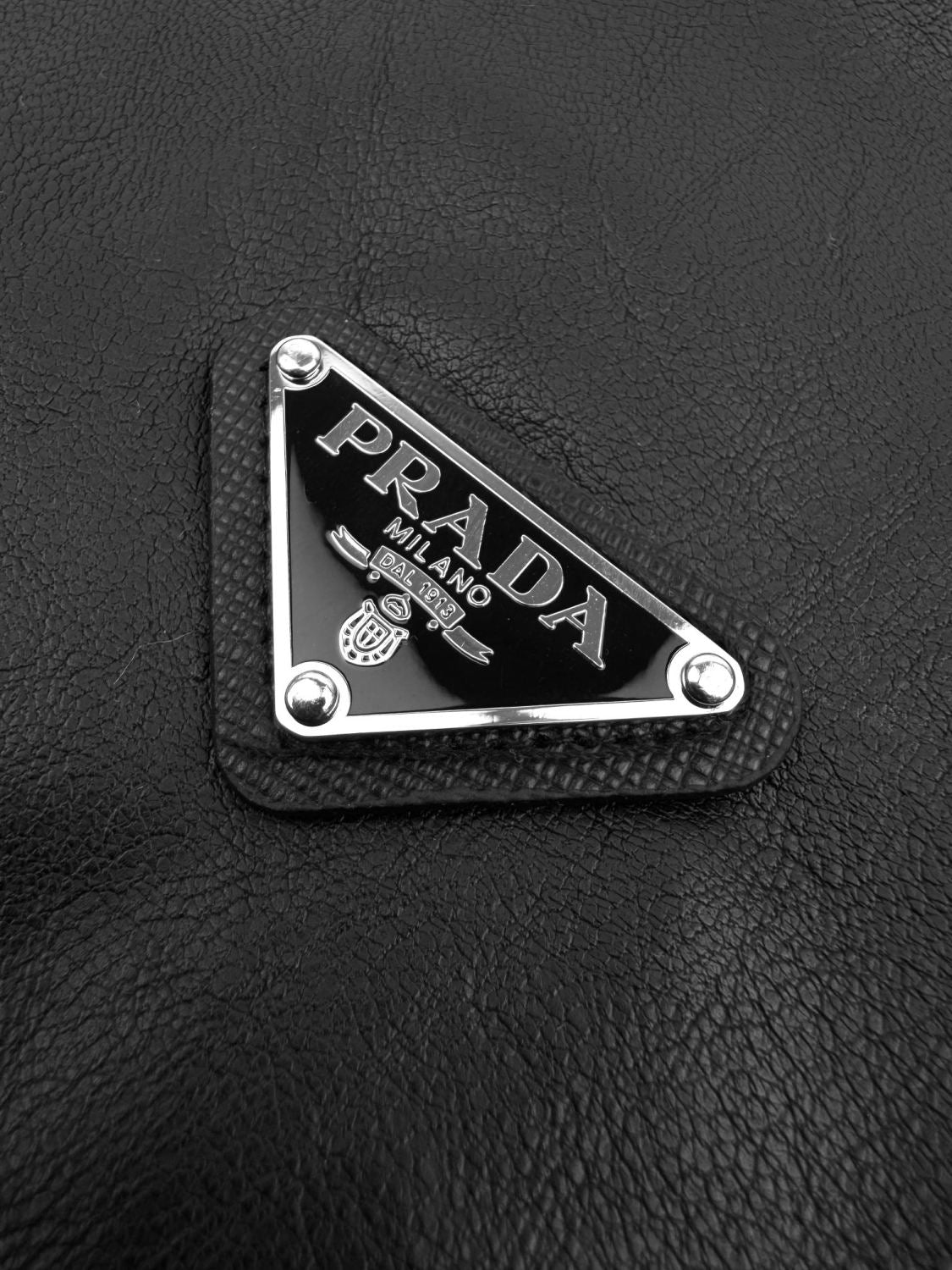 Prada Men's Fall/Winter Fashion Casual Solid Color Lapel Single Breasted Leather Jacket With Logo Triangle Emblem Jacket #79343