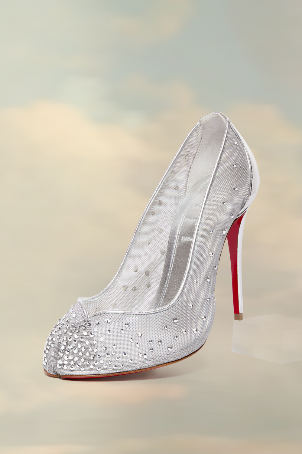 Christian Louboutin X Maison Margiela Women's Bridiela Una Strass High Heels Spring Summer Autumn Round Toe Calfskin Pure Color Split Toe Fine Heel 10cm High Heeled Single Shoes Ngvp #1546