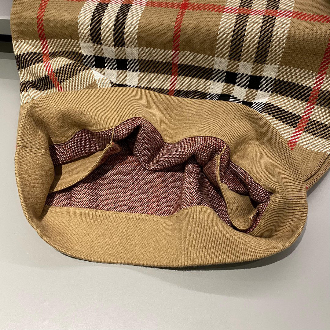 Burberry Check Cotton Jacquard Hoodie Plaid Sweatshirt Pullover #96325