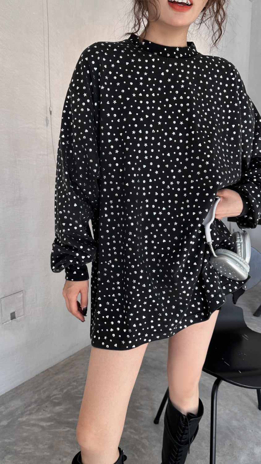 Balenciaga Men's Women's Spring and Autumn Cotton Printed Vintage Washed Loose Long Sleeve T-Shirt Ngvp #7134