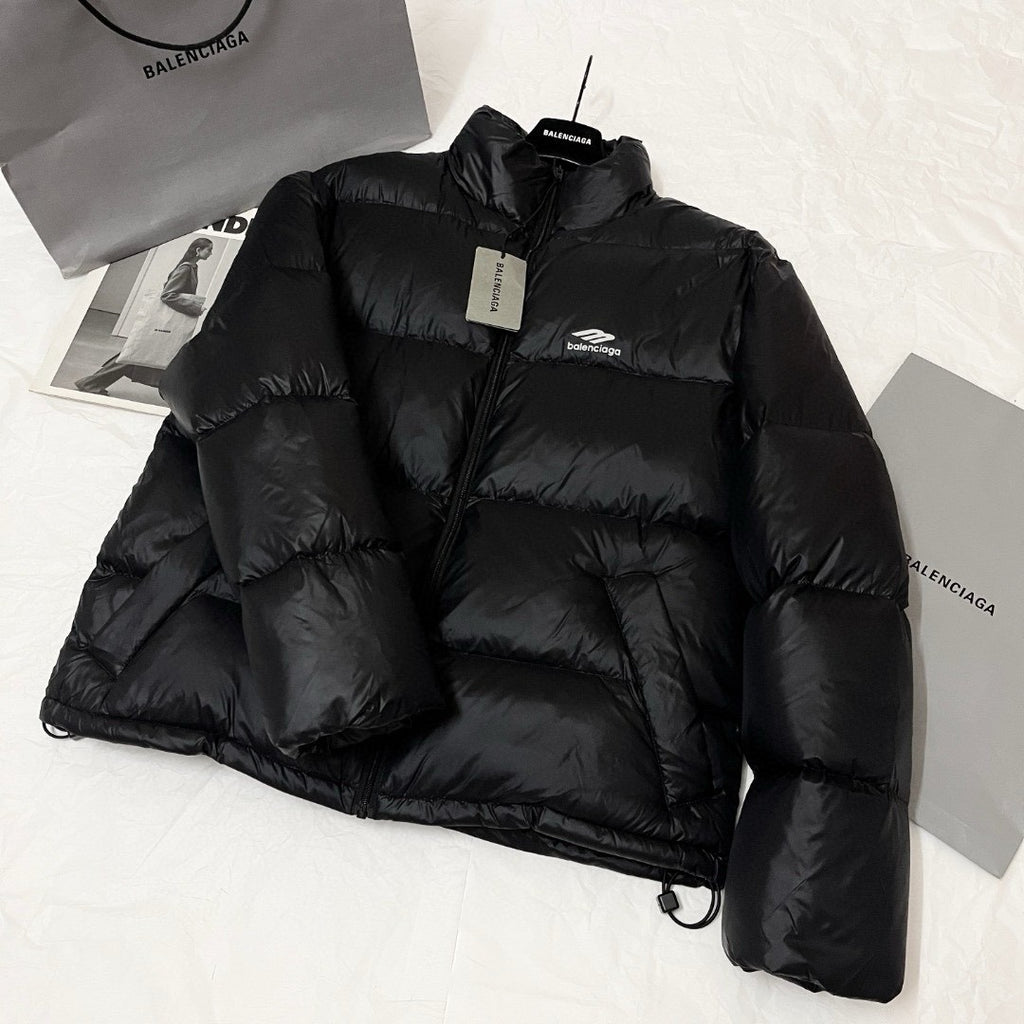 Balenciaga Men's Winter Black And White Zip 3b Sports Icon Ski Puffer Down Jacket #73743