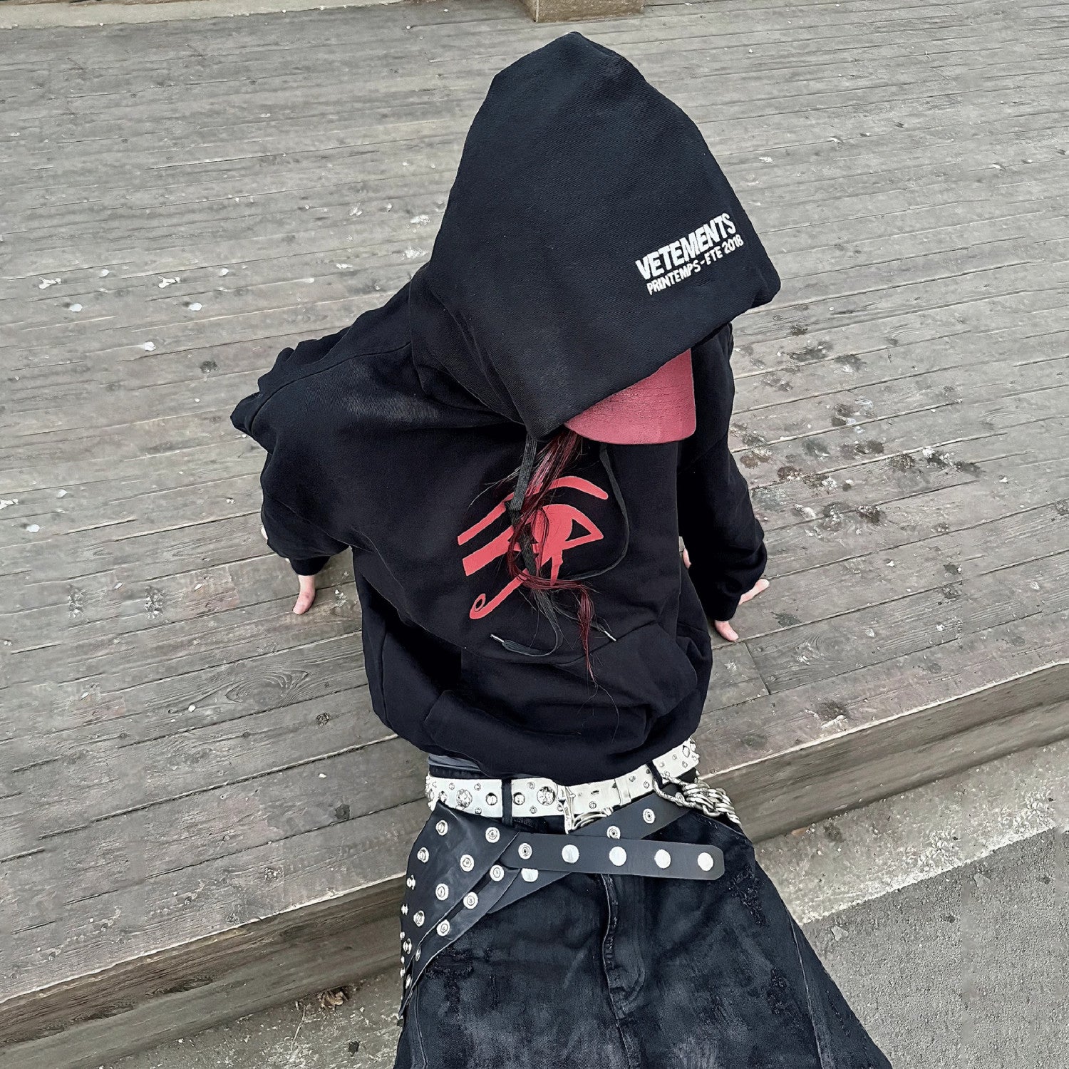 Vetements Men's Women's Spring And Autumn Dark Style Eyewear Printed Design Sense Trendy Trendy Single Cool Handsome Black Hoodie Peplum Pullover Sweatshirt Ngvp #1128