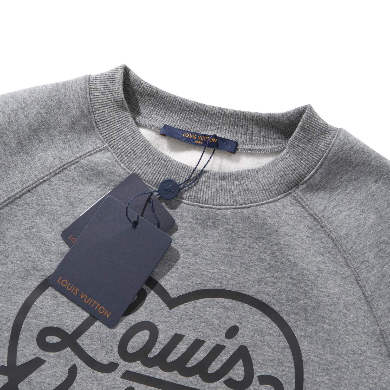 Louis Vuitton Men's Spring and Autumn Gray Love Logo Letter Printed Pullover Sweater Sweatshirt #99751