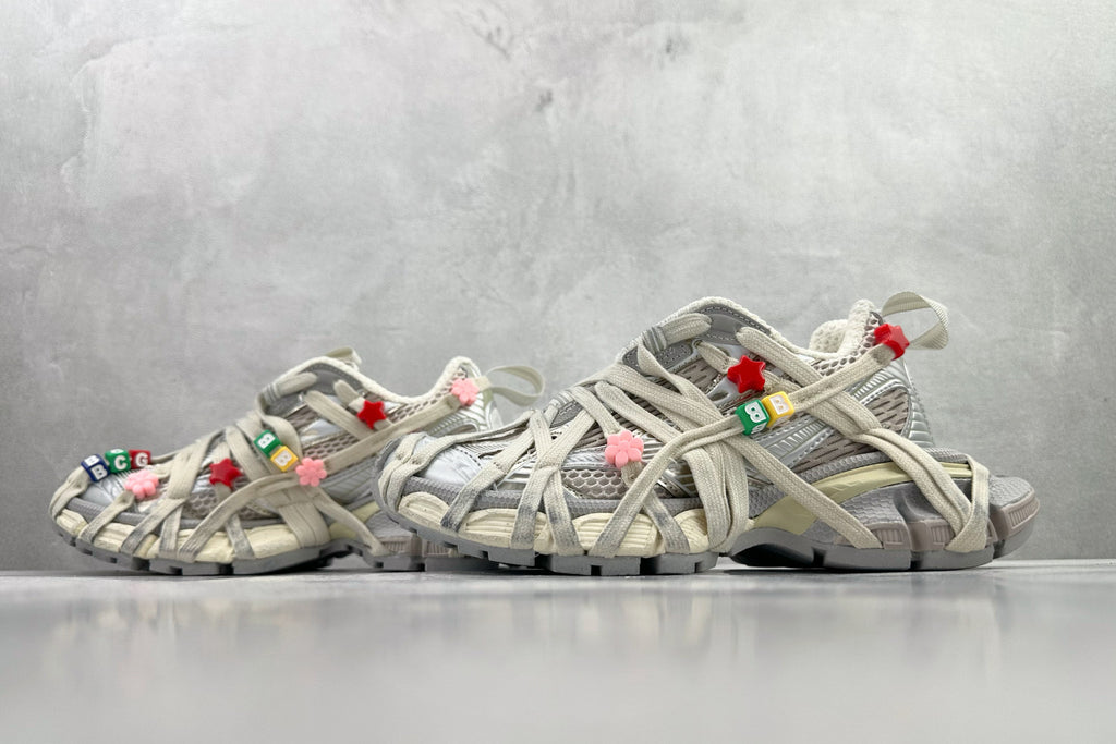 Balenciaga Women's 3xl Extreme Lace Sneaker in Eggshell Multicolor #376551