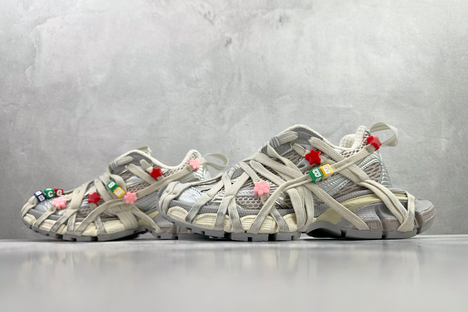 Balenciaga Women's 3xl Extreme Lace Sneaker in Eggshell Multicolor #376551