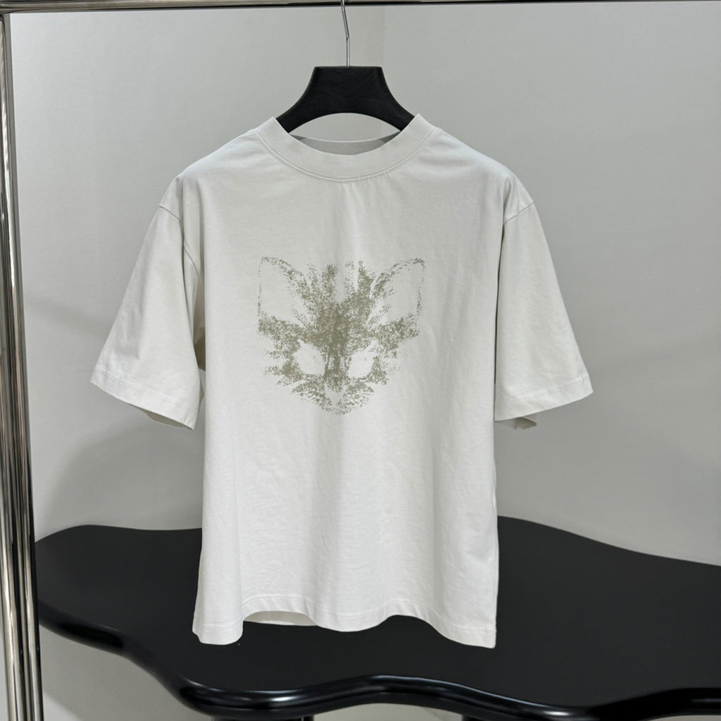 Balenciaga Men's Women's  Winter New Kittycat Medium Fit T-shirt Spring Summer Fashion Black And White Printed Round Neck Short Sleeve Casual T-shirt Ngvp #2487