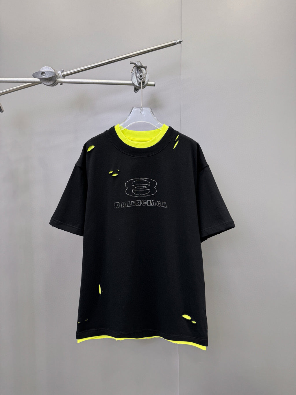 Balenciaga Men's Summer Fake 2 Piece Colour Block Cotton Round Neck Short Sleeve T-Shirt #97735