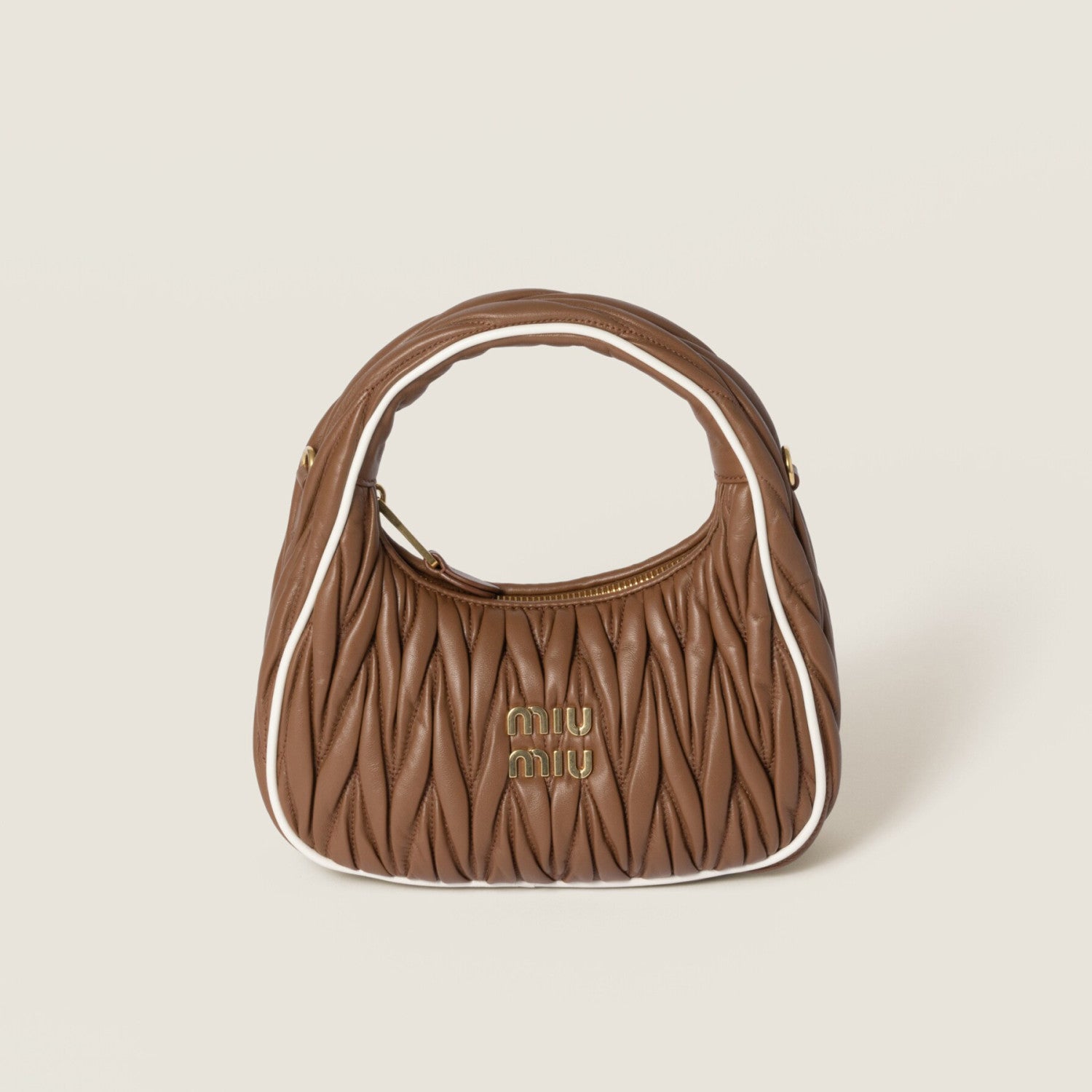 MiuMiu Wander Women's Zipper Closure Quilted Napa Leather Shoulder Crossbody Handbag Bag Bags #76557