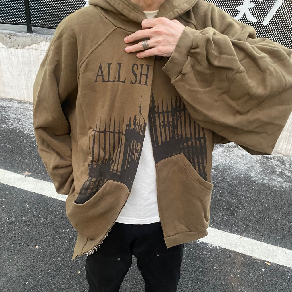 Raf Simons Men's Women's Vintage Loose Cardigan Sweatshirt Letter Printed High Street Trend Hooded Sweatshirt Jacket Ngvp #1629