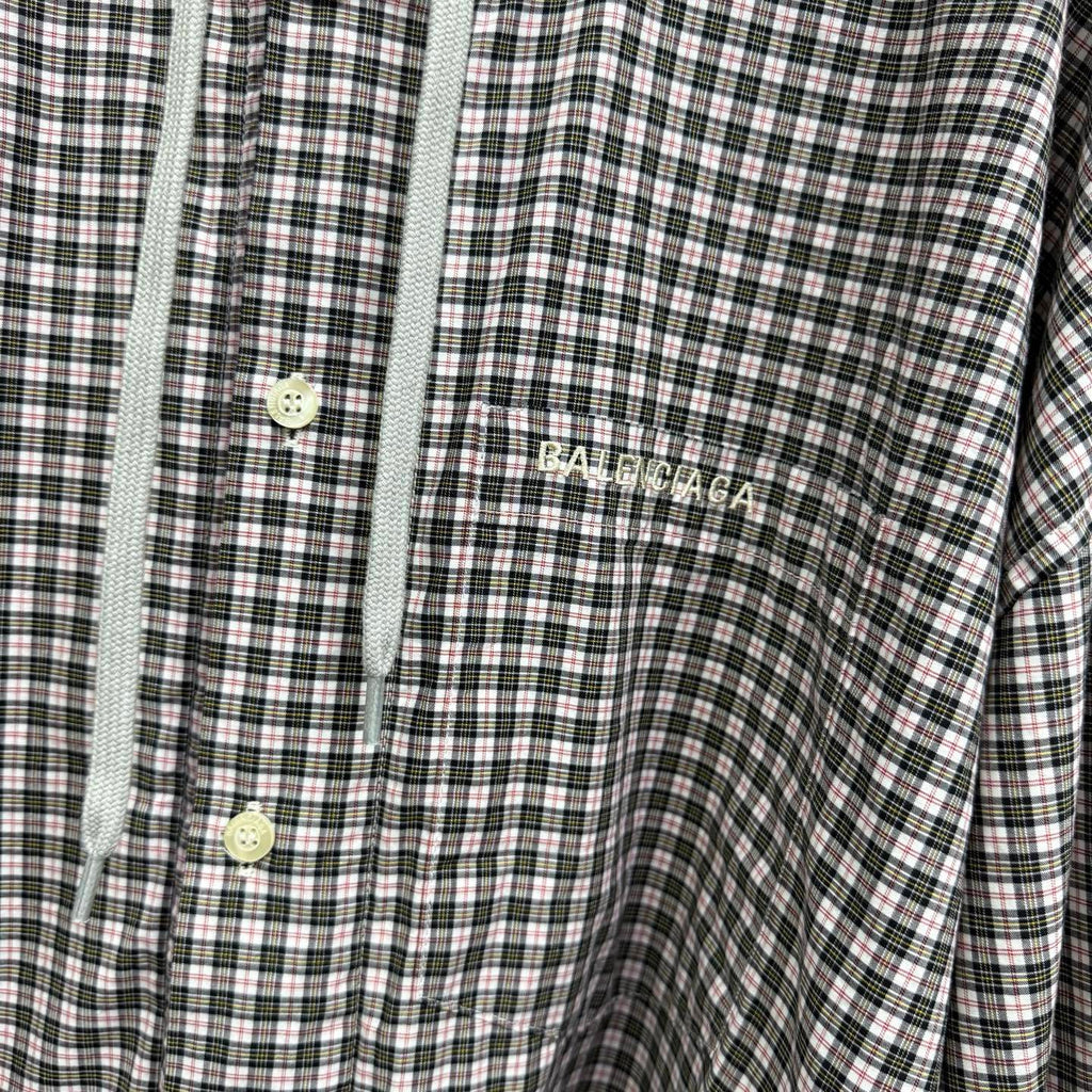 Balenciaga Men's Spring/Autumn Checkered Print Cotton Hooded Single-Breasted Zipper Long-Sleeved Shirt #77746