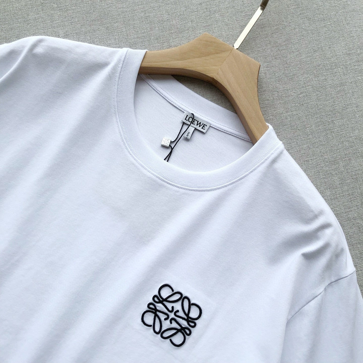 Loewe Men's Summer Embroidered Logo Pattern Round Neck Solid Color Cotton Short Sleeve T-Shirt #75589