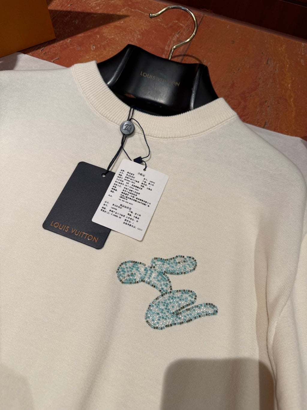 Louis Vuitton Men's Summer Embroidered Beaded Small Snake Pattern Solid Color Round Neck Short Sleeve T-Shirt #77554
