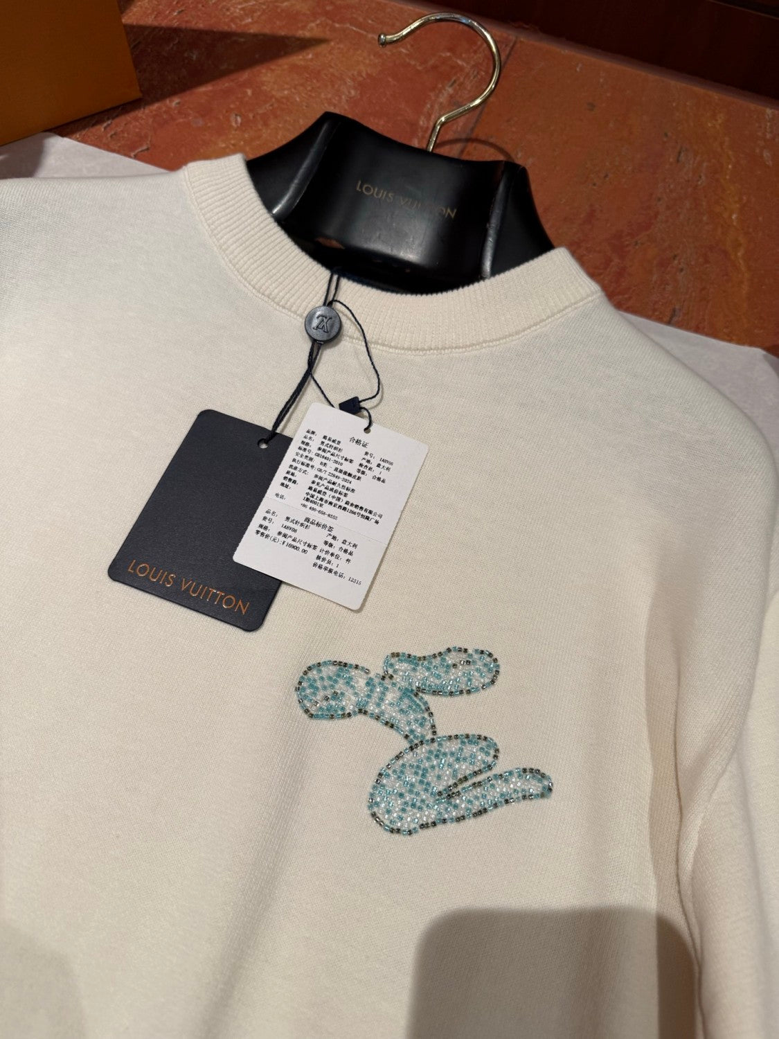 Louis Vuitton Men's Summer Embroidered Beaded Small Snake Pattern Solid Color Round Neck Short Sleeve T-Shirt #77554