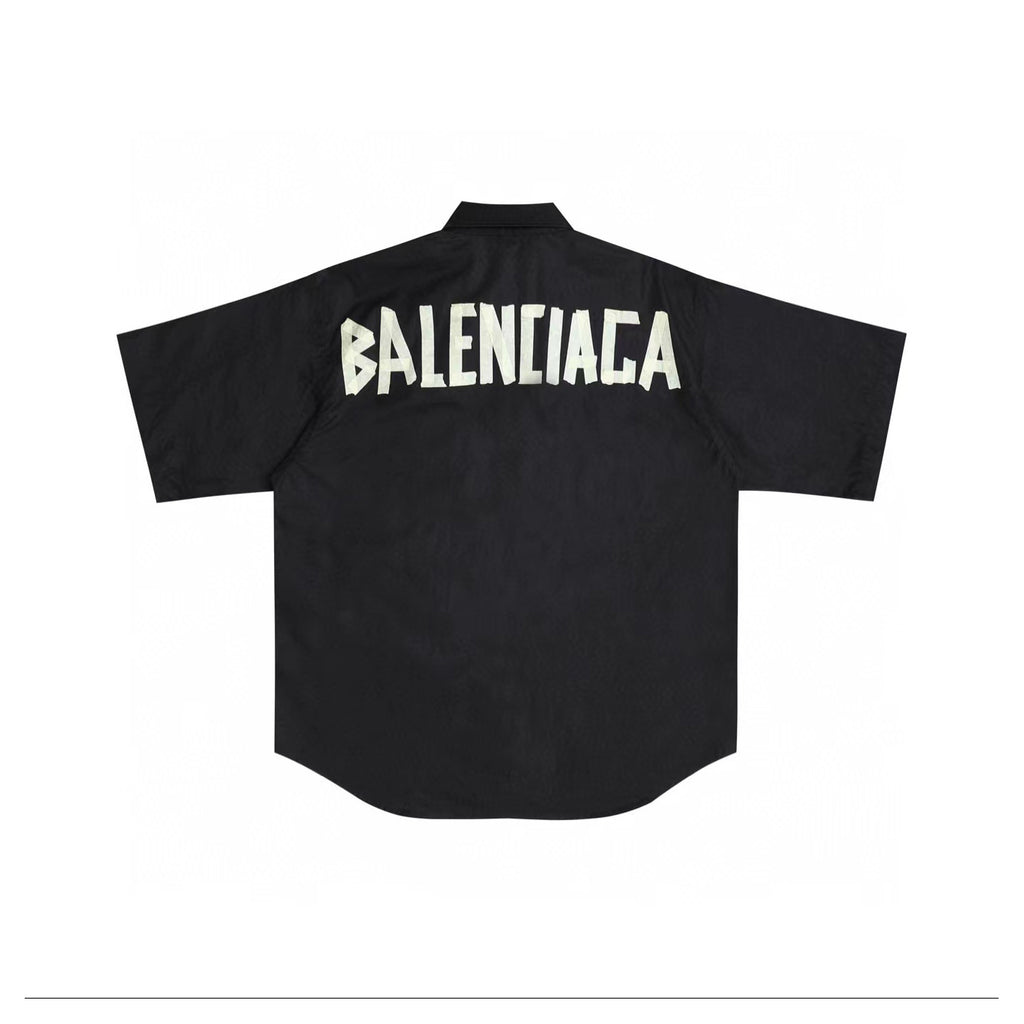 Balenciaga Summer Black Short Sleeve Letter Shirt #94145
