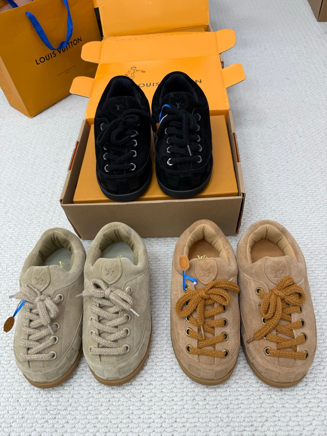Louis Vuitton Lv Yeti Lace-up Shoes For Men And Women Autumn/winter Printed Patchwork Round-toe Chunky Suede Warm Boots Couples' Shoes #81455