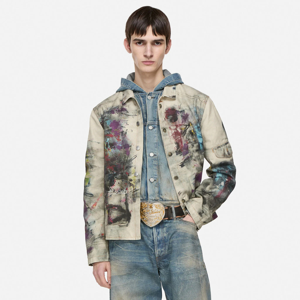 Acne Studios Men's Women's Mismatch Effect Printed Jacket Loose Straight Trousers Pants Fashion Trend High Street 3D Suit Set Ngvp #1732