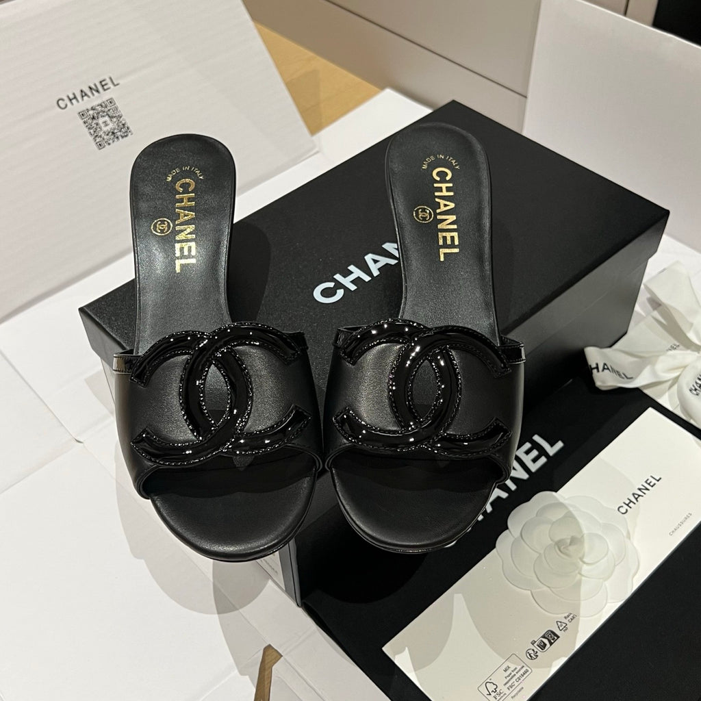 Chanel CC Kitten Heel Sandals #382676