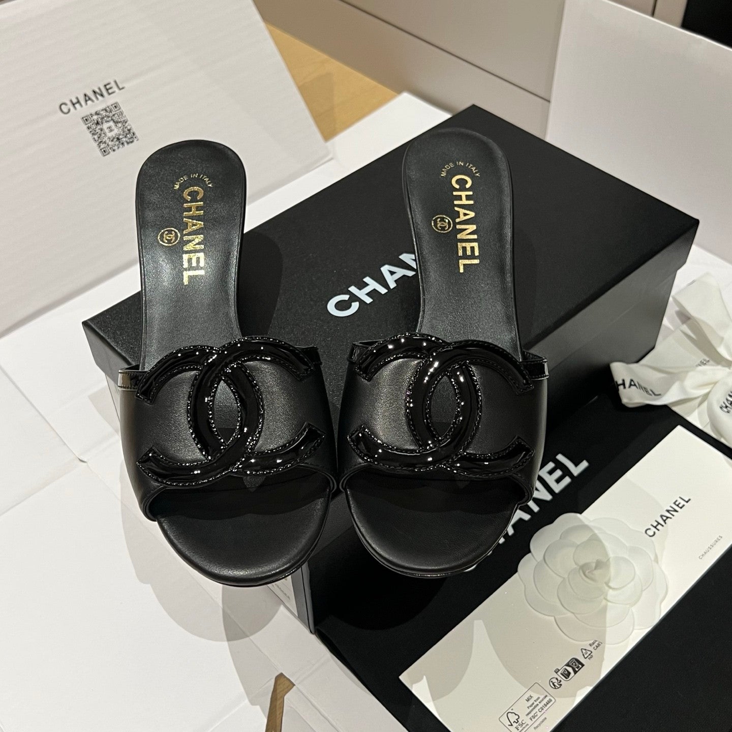 Chanel CC Kitten Heel Sandals #382676