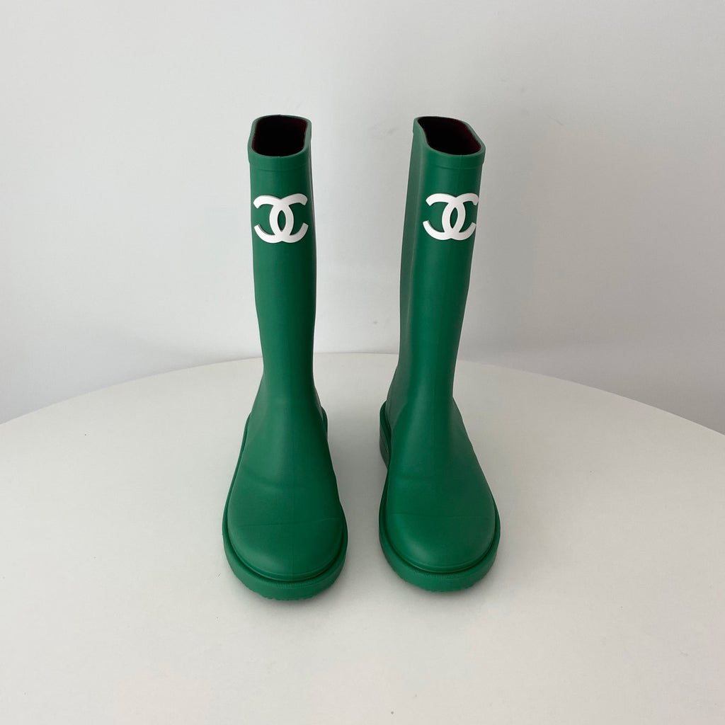 Chanel Women's And Men's Fashion Casual Solid Color Logo Round Toe Rain Boots Shoes #78513