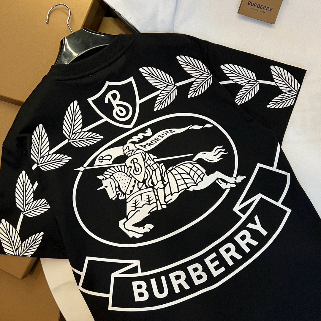 Burberry Men's Summer Monogram Printed Solid Colour Round Neck Cotton Short Sleeve T-Shirt #76665
