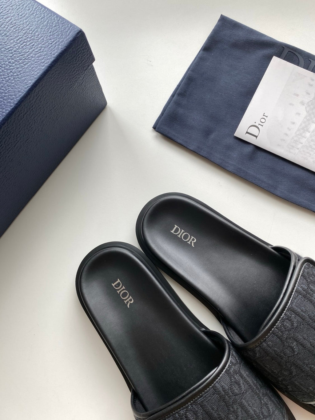 Dior Dior Aqua Men's And Women's Summer Fashion Casual Round Toe Open Back Oblique Print Fabric Flip Flops Sandals Shoes #79178