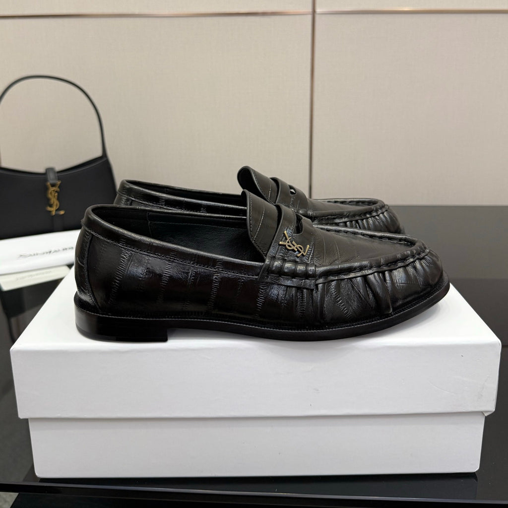 Saint Laurent Women's Autumn/Winter Fashion Casual Sheepskin Suede Round Toe Slip On Flat Loafers Casual Shoes #78376