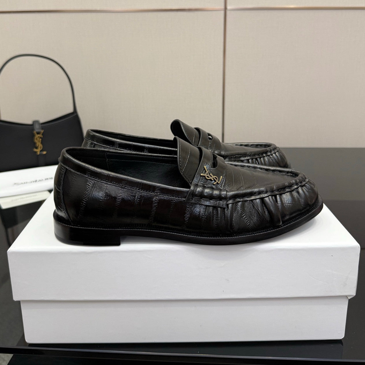 Saint Laurent Women's Autumn/Winter Fashion Casual Sheepskin Suede Round Toe Slip On Flat Loafers Casual Shoes #78376