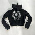 Chrome Hearts Women's And Men's  Spring/Fall Fashion Casual Solid Color Letter Print Hooded Zipper Short Jacket #78689