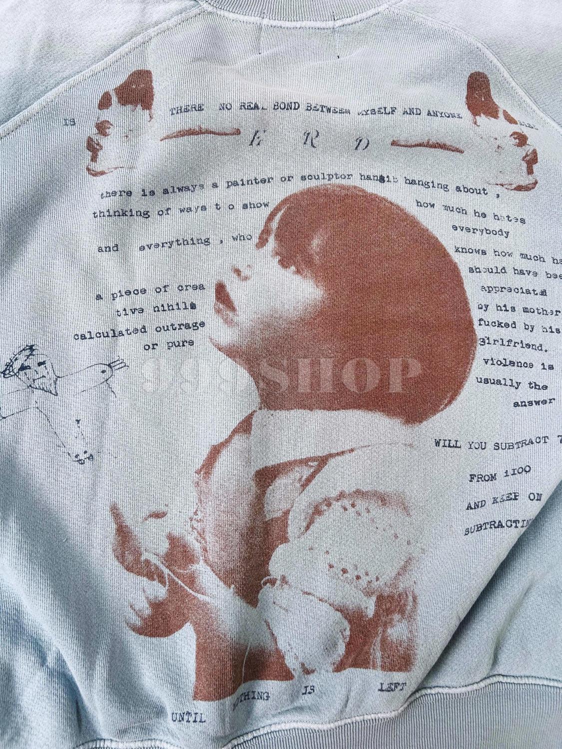 Enfants Riches Deprimes Diva Print Washed Haze Blue Raglan Sleeve Sweatshirt #333685
