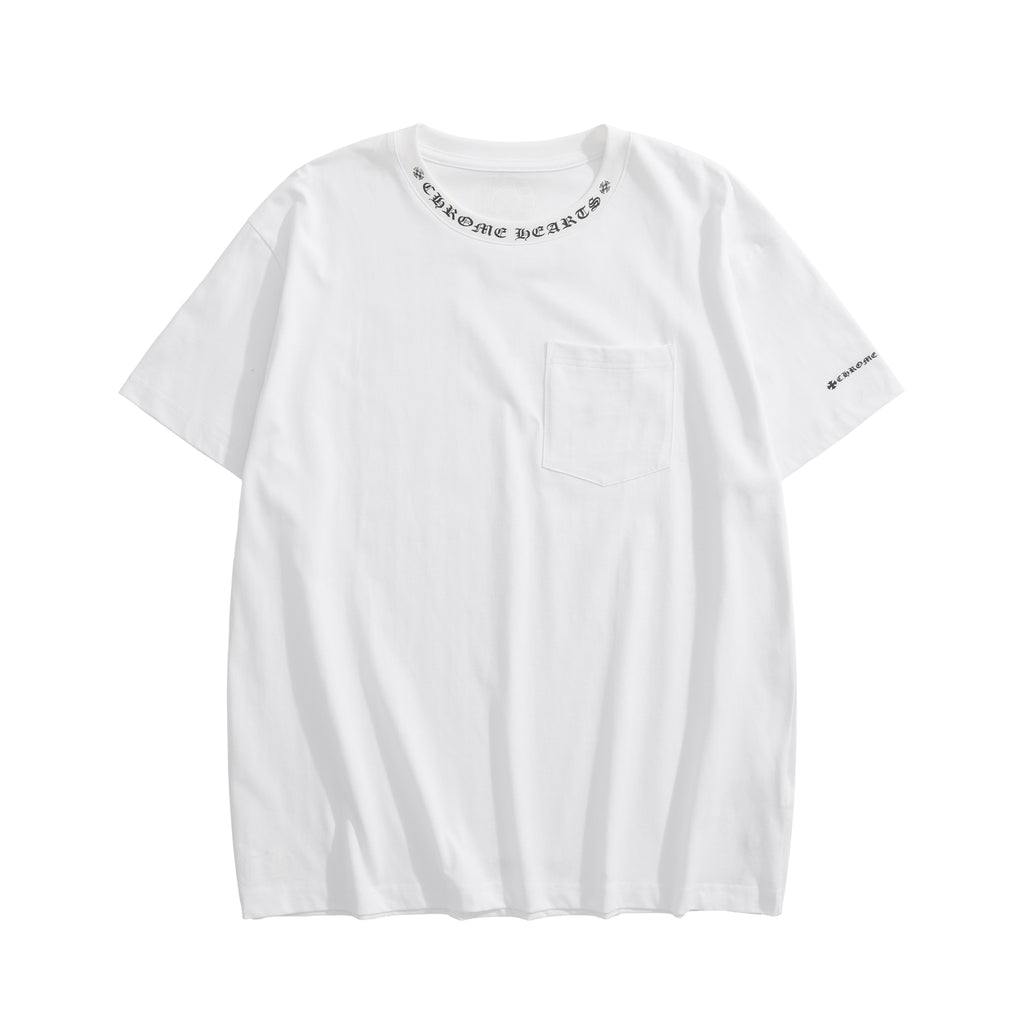 Chrome Hearts Men's Summer Solid Color Round Neck Cotton Casual Short Sleeve T-Shirt #75623
