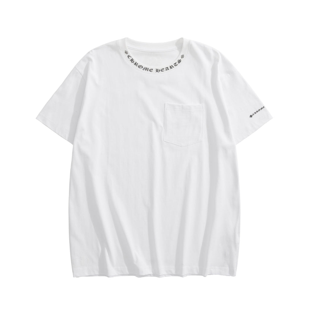 Chrome Hearts Men's Summer Solid Color Round Neck Cotton Casual Short Sleeve T-Shirt #75623