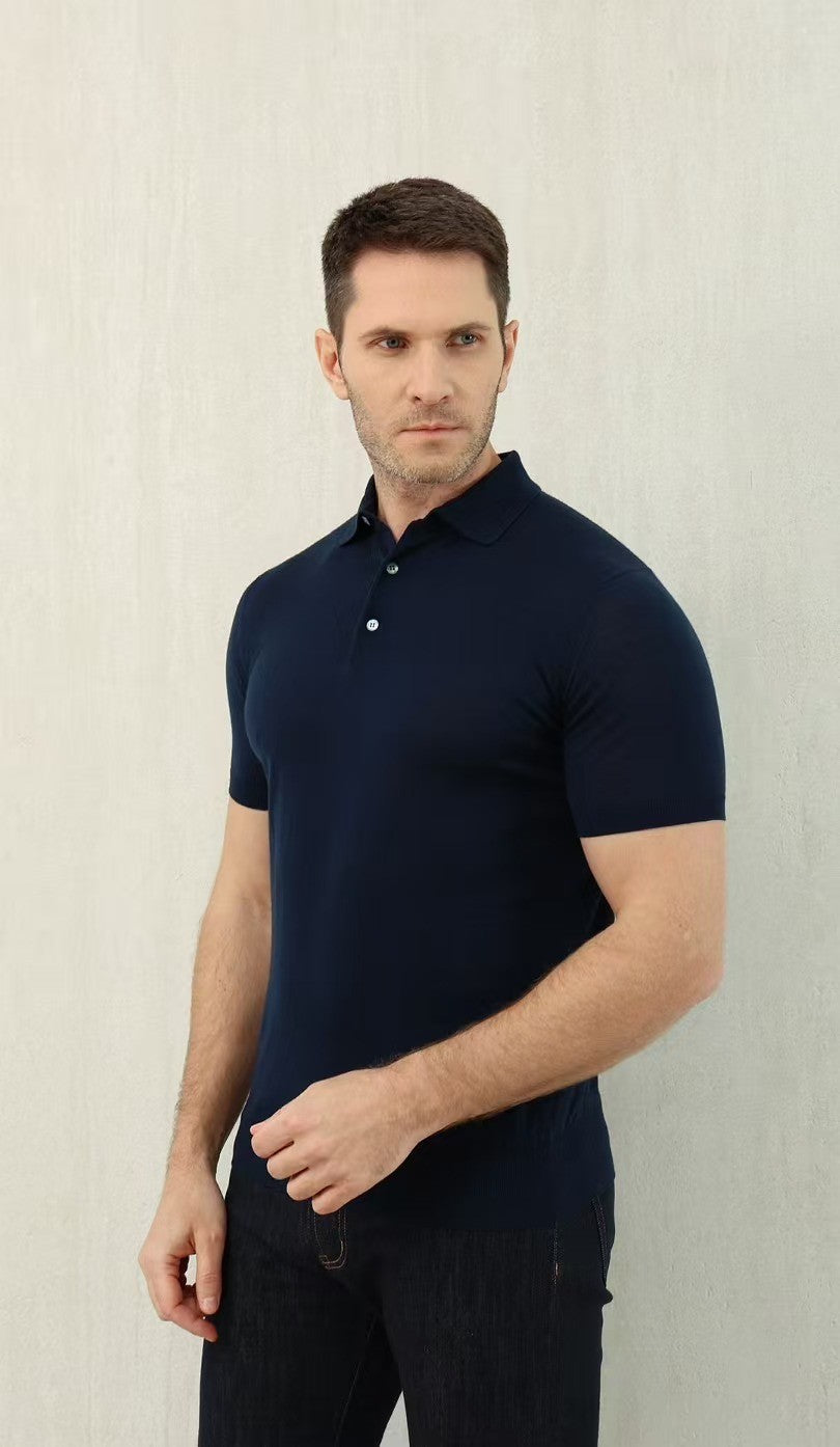 Loro Piana Men's Summer Lapel Straight Solid Color Fitted Pullover Short Sleeve Polo Shirt Ngvp #1554
